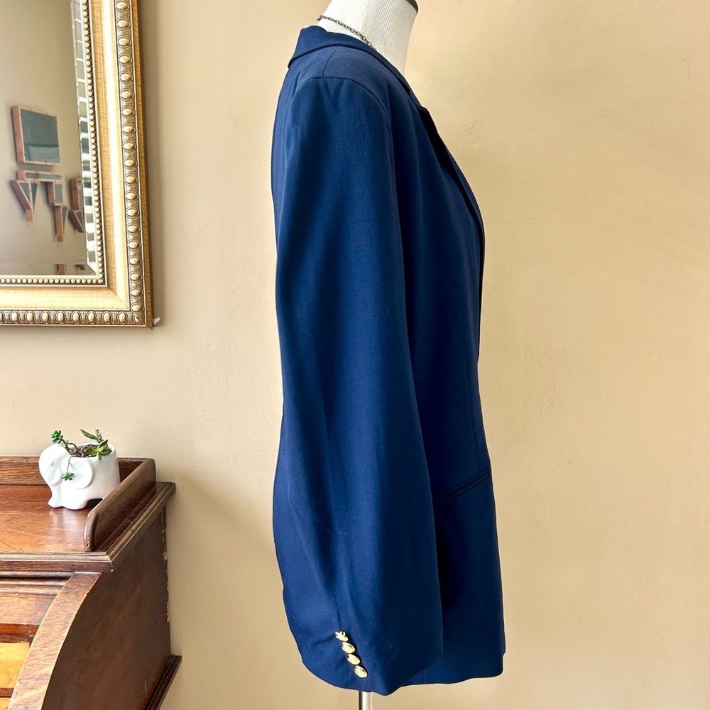 Ralph Lauren Wool Blend Two Button Blazer Navy Blue Gold Crest Buttons 20W NWT - Picture 8 of 11